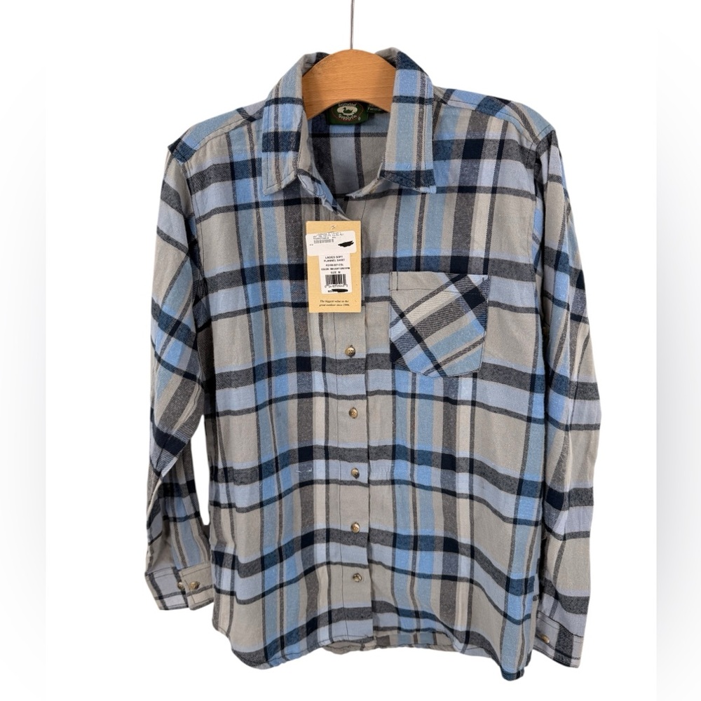 Stillwater Supply Co Shirt Womens Size Medium Blue Plaid Button Up Flannel NWT